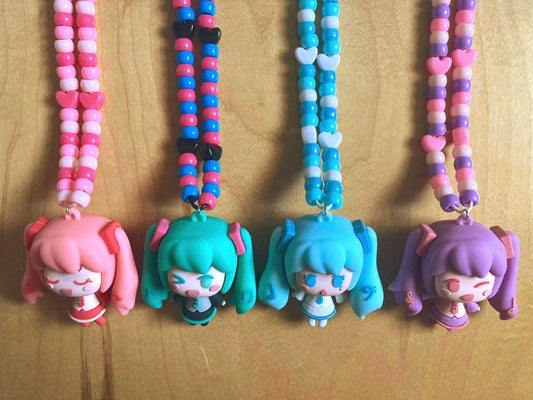 Hatsune Miku Kandi Necklace Vocaloid Handmade Scene Rave Teal Blue Pink Black New Nickel-free